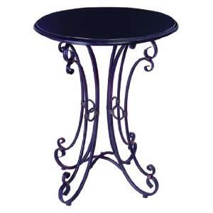 31 Round Scrolling French Inspired Iron Table with Marble Accents 