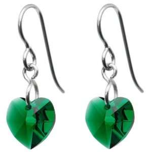   Titanium Heart May Birthstone Earrings Made with SWAROVSKI ELEMENTS