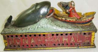 Antique Shepard Jonah & the Whale Iron Mechanical Bank  