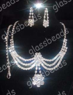 WHOLESALE 6sets Rhinestone Necklaces+Bracelets+Earrings+Rings E 