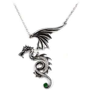  Bestia Regalis Dragon with Emerald Crystal Necklace 