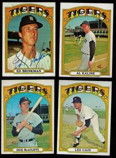1972 Topps Detroit Tigers 24 DIF Kaline + 5 AUTOGRAPHED  