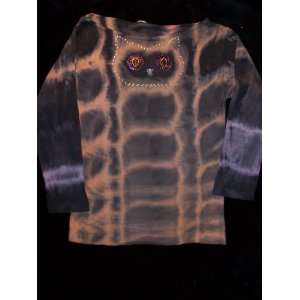  3/4 long sleeve Boat Neck Tie Dye shirt with hand laid 