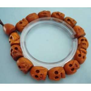  Tibetan Buddhist Wood Skull Beads Prayer Wrist Mala 