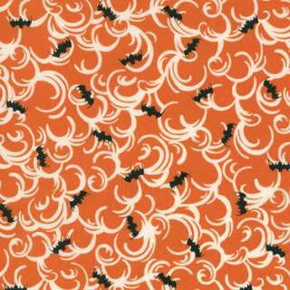 RJR Halloween Night bat orange black fabric cotton  