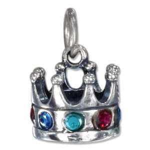  Sterling Silver Three Dimensional Crown Charm with 