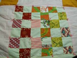 GREAT THIRTY SIX PATCH TIED VINTAGE QUILT #D12.  