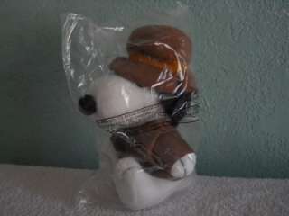   FROM PEANUTS INDIANA JONES DOG PLUSH DOLL. HE IS 7 INCHES LONG