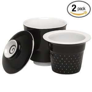 The TeaSpot Steeping Cup Black, 3 Piece Handcrafted Ceramic Tea 