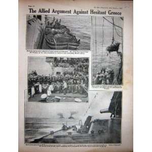    1916 WW1 Ship Piraeus Cattle French Sailors Boxing