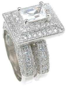 50ct Antique Style Bold Wedding Engagement Ring Set  