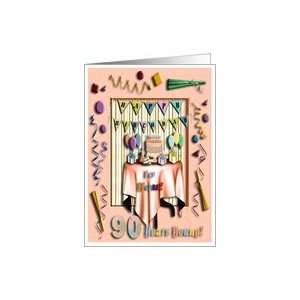  Birthday, 90 Years Young, Peach Party Room Card: Toys 