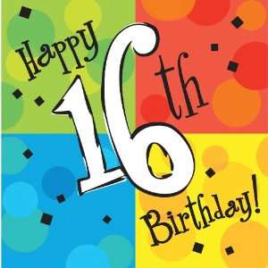  Cake Celebration 16th Happy Birthday Napkins 16ct: Health 
