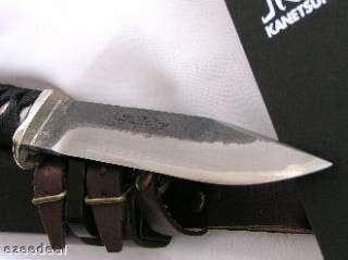Kanetsune Knife Shinobi Damascus Handle Oak Shark Skin  