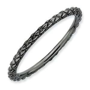    Sterling Silver Stackable Black plated Criss cross Ring: Jewelry