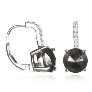  LEVER BLACK CZ 9mm ROUND EARRING CHELINE Jewelry