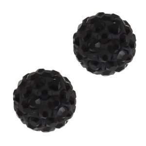  8mm Black Pave Crystal Disco Ball Stud Earrings: Jewelry