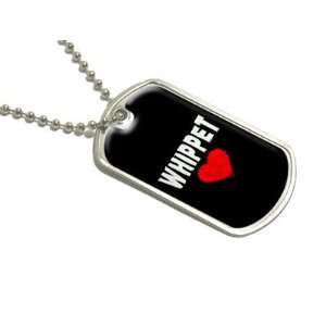  Whippet Love   Black   Military Dog Tag Luggage Keychain 