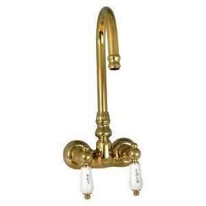 Wall Mount Gooseneck Tub Faucet with Hot & Cold Porcelain Lever 