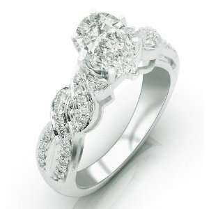 14k White Gold Princess Cut Wedding Ring Only with a 1 Carat Cushion 