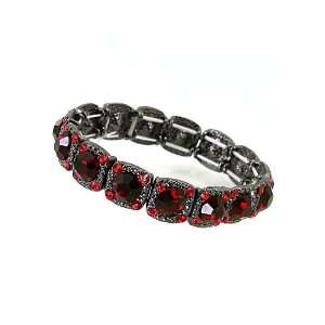  Fashion Jewelry Mixed Metal Black Nickel Red Crystal Cuff 