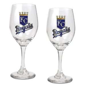  Kansas City Royals 2 Piece MLB Wine Glass Set: Kitchen 