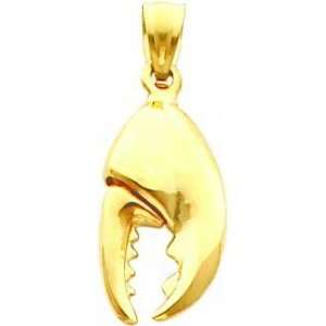  14K Gold 3D Moveable Stone Crab Claw Charm: Jewelry