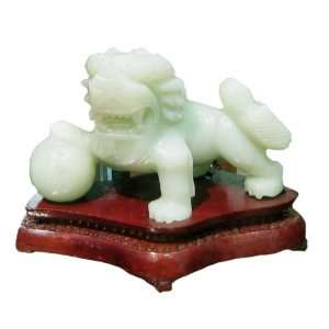  Jade carving   fu dog with stand, hand carved: Home 