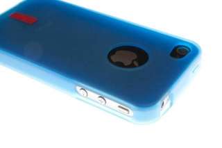 Baby Blue Red Stripe Soft TPU Gel Skin Case Cover for Apple iPhone 4 