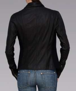   Leather Black Brown Biker Drape Front Top Jacket $1,000 S Small  