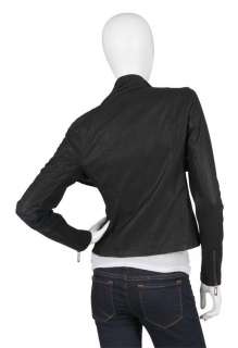   Leather Black Brown Biker Drape Front Top Jacket $1,000 S Small  