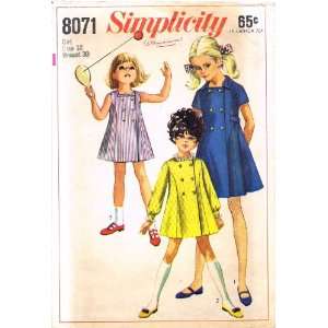 : Simplicity 8071 Vintage Sewing Pattern Girls Double Breasted Dress 