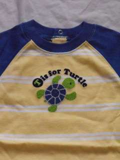 CARTERS BOYS ONE PIECE ROMPER TURTLE DECAL SZ 3 0R 6 MONTHS NEW