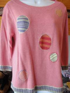 NEW Christopher Banks CORAL Embr EASTER EGG Sweater S M  