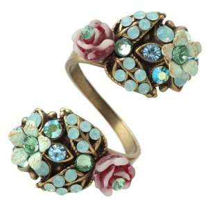  Michal Negrin Adjustable Wrap Ring Ornate with Blue and Green 