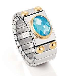   in stainless steel and 18k gold with Faceted cubic zirconia (SKY BLUE
