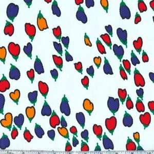  58 Wide Cotton Pique Buds White Fabric By The Yard: Arts 