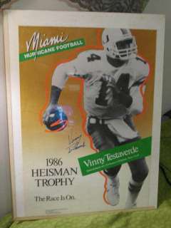   HURRICANE 86 HEISMAN TROPHY VINNIE TESTAVERDE SIGNED CORAL GABLES