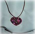 Hot Pink Gemstone Heart Cord Necklace,Matching Earrings 