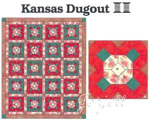 Kansas Dugout Quilt Block & Quilt quilting pattern & templates  