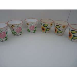 : Terra Cotta Small Flower Pots Set of 6 Painted Designed on Each Pot 