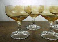 Amber Gold Clear Glass Sherbet Dessert Dishes Vintage  