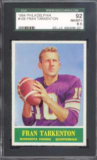 1964 Philadelphia #109 Fran Tarkenton SGC 92 pop 14  