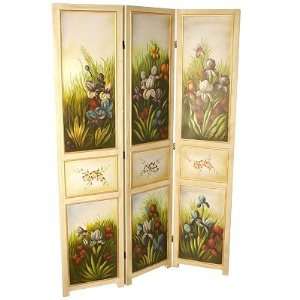  Summers Day Hand Painted Three Panel Screen: Home 