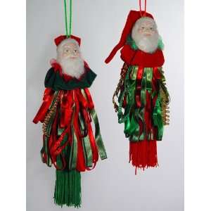   Jingle Santa Claus Ribbon Tassell Christmas ornament: Home & Kitchen