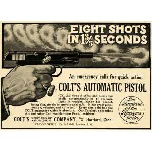  1908 Ad Colt Pistol Hartford Firearms Gun Safety Weapon 