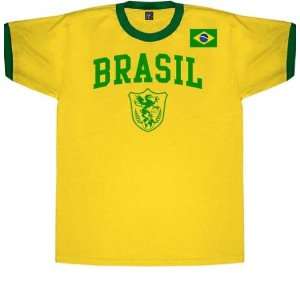  Brazil Soccer Style Ringer T Shirt: Sports & Outdoors