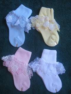 Fancy Frilly Lacy Ribbon Lace Dress Ruffle Socks Size S, M, L  