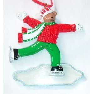  Boy Bear Ice Skating Ornament Personalize for Christmas 