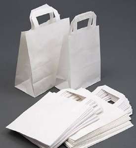 25 White Paper SOS Carrier Takeaway Bags Small 7x9x3.5